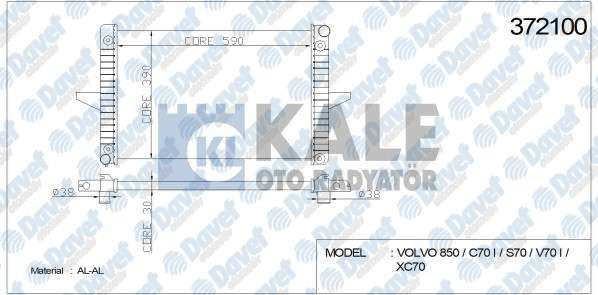 KALE 372100 Su Radyatoru Volvo C70 I-S70-V70 I-Xc70 (Al-Pl-Brz) (590-388-32) (Otomatik)